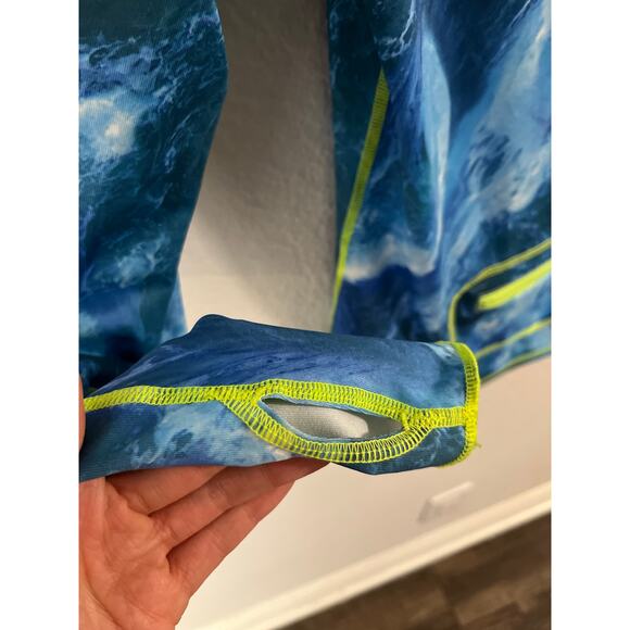 TUTUBlue Women’s Watercolor Ocean Blue Full-Zip Rash Guard Jacket Medium UPF 50+ - Picture 8 of 9